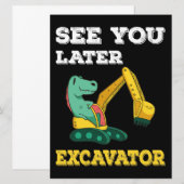 後でね！ショベルカー1 - 幼児男子 子供 招待状 (正面/裏面)