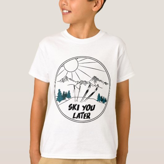 後でスキースキおもしろいープン Tシャツ (正面)