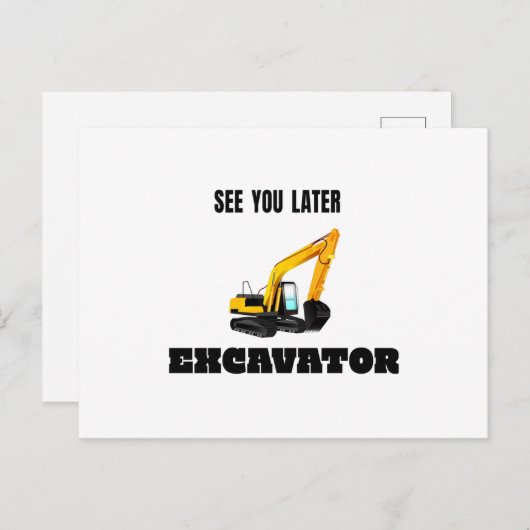 後で参照する掘削機 – 伝統的な建築サイト ポストカード (正面/裏面)