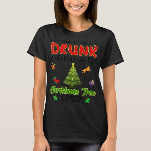 後で飲クリスマスツリーを置いて Tシャツ (正面)