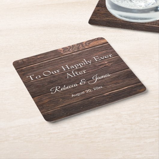 後にユニークも素朴幸せに木を作る スクエアペーパーコースター (アングル)