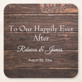 後にユニークも素朴幸せに木を作る スクエアペーパーコースター (正面)