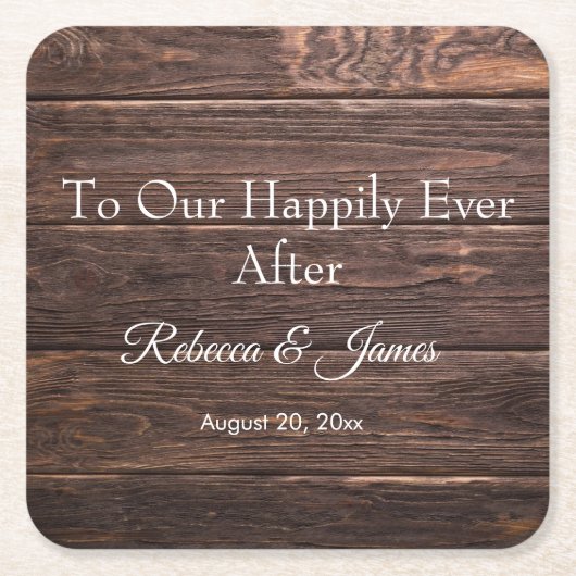 後にユニークも素朴幸せに木を作る スクエアペーパーコースター (正面)