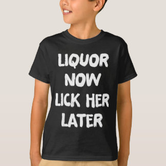 後に彼女を舐めるバチェラー・パーティーの楽しい飲み物 Tシャツ