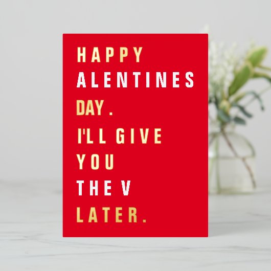 後のバレンタインデーで"V"を取得する 箔シーズンカード (立ち正面)