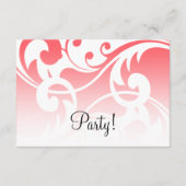 後のパーティーコーラルピンク白コンテンポラリー渦巻き 招待状 (正面)