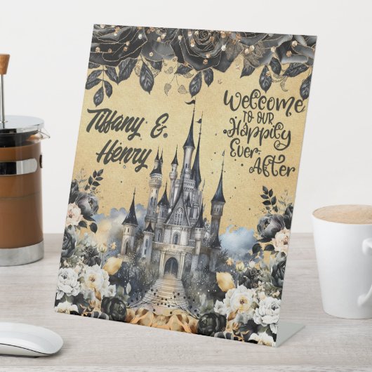 後の幸せな気持ちにようこそカスタム 台座サイン (インサイチュ)