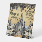 後の幸せな気持ちにようこそカスタム 台座サイン (正面)