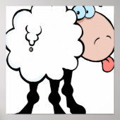 後ろおもしろいから舌を出す可愛い羊 ポスター (正面)
