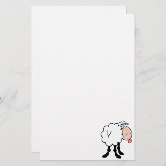 後ろおもしろいから舌を出す可愛い羊 便箋 (正面/裏面)