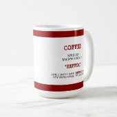 後ろおもしろいにスペルしたコーヒーはエフォックおもしろい コーヒーマグカップ (正面右)