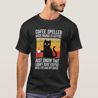 後ろから読むとeeffoc ネコはコーヒーを飲む tシャツ