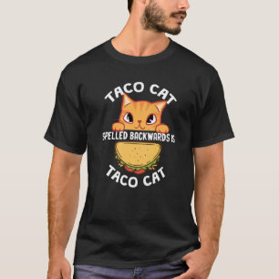 後ろから読んでもTacocatなTacocat ネコおやじ ネコ Tシャツ