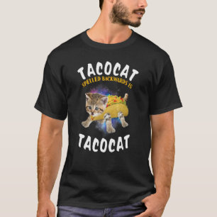 後ろから読んでもTacocat 猫とタコL Tシャツ