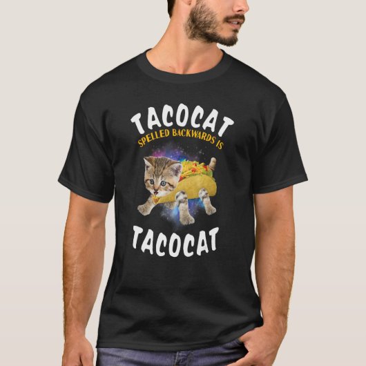 後ろから読んでもTacocat 猫とタコL Tシャツ (正面)
