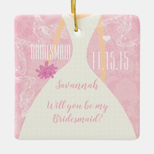 後ろのブライドメイド婚約の写真になる？ セラミックオーナメント (正面)