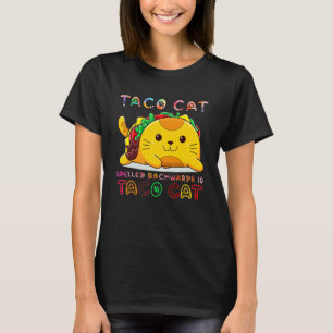 後ろ向きに書いたTaco+Cat ネコの日 猫 Tシャツ