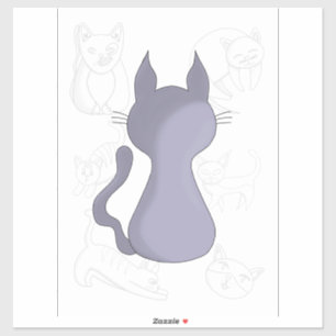 後ろ向きシャイな猫 シール
