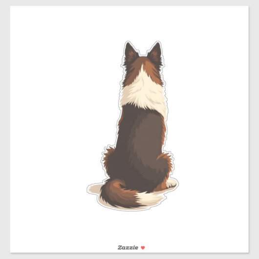 後ろ姿のビンテージボーダーコリー 犬のイラスト シール (シート)