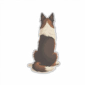 後ろ姿のビンテージボーダーコリー 犬のイラスト シール (正面)