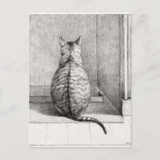 後ろ姿の座る猫 (1812) ポストカード (正面)