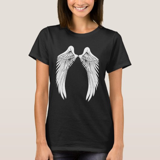 後ろ姿の白い天使の羽 Tシャツ (正面)