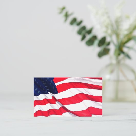 後ろ空白のアメリカの星と縞模様 名刺 (スタンド正面)
