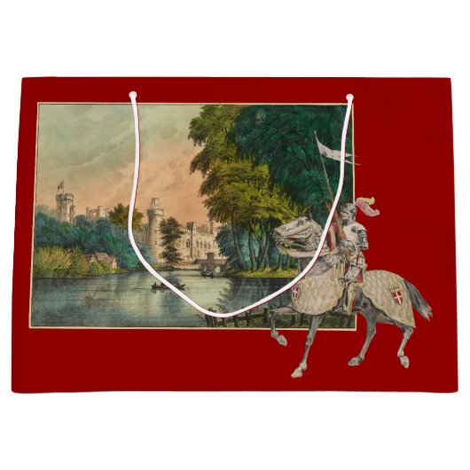 後ろ装甲城の騎士そして馬 ラージペーパーバッグ (正面)