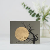 後ろ – 裸木のコラージュの背後にある満月 ポストカード (スタンド正面)