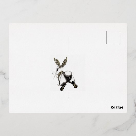 後を追うさぎの穴を 箔シーズンポストカード (裏面)