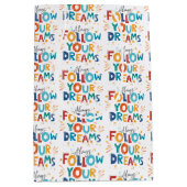 後を追おもしろいカラフルタイポグラフィ ミディアムペーパーバッグ (正面)