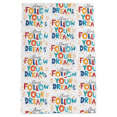 後を追おもしろいカラフルタイポグラフィ ミディアムペーパーバッグ (裏面)