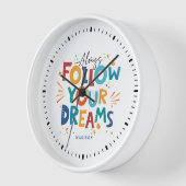 後を追おもしろいカラフルタイポグラフィ 壁時計 (傾斜)