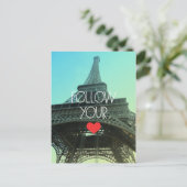 後を追おハートエッフェルタワー葉書 ポストカード (スタンド正面)