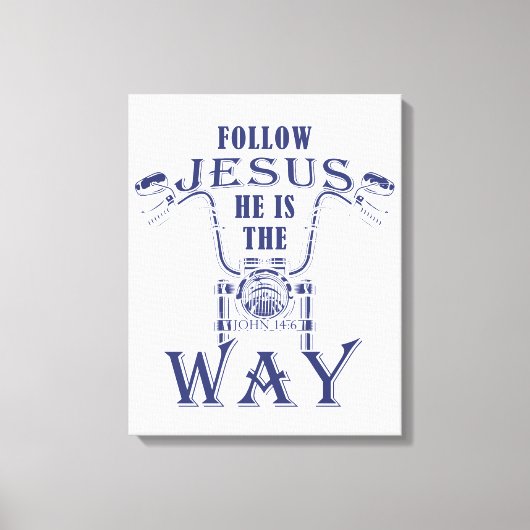 後を追イエス彼はキリスト教のオートバイの道である キャンバスプリント (正面)