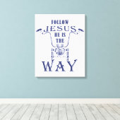 後を追イエス彼はキリスト教のオートバイの道である キャンバスプリント (インサイチュ (ウッドフロア))