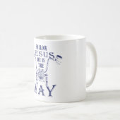 後を追イエス彼はキリスト教のオートバイの道である コーヒーマグカップ (正面右)