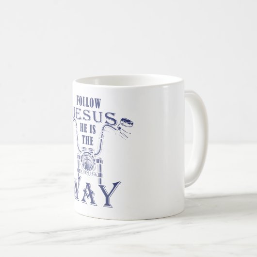 後を追イエス彼はキリスト教のオートバイの道である コーヒーマグカップ (正面右)