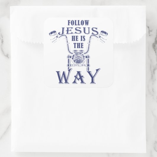 後を追イエス彼はキリスト教のオートバイの道である スクエアシール (バッグ)