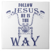 後を追イエス彼はキリスト教のオートバイの道である タイル (正面)