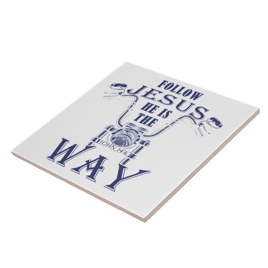 後を追イエス彼はキリスト教のオートバイの道である タイル (側面)