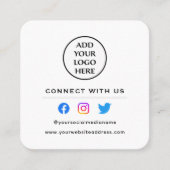 後を追スキャンしてMicrosoftに接続するロゴQRコード スクエア名刺 (正面)