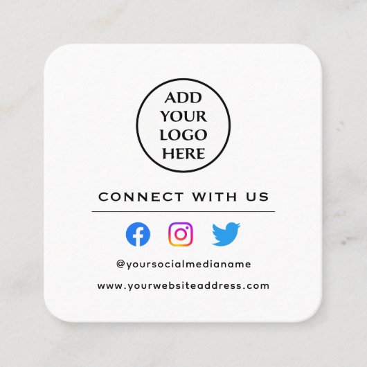 後を追スキャンしてMicrosoftに接続するロゴQRコード スクエア名刺 (正面)