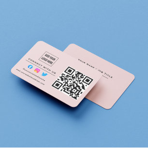 後を追スキャンしてUs QRコード赤面ピンク 名刺