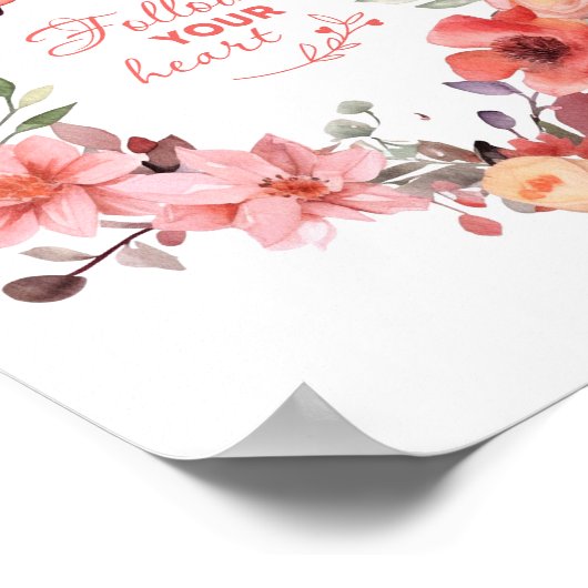 後を追ハートの水彩画リース ポスター (角)