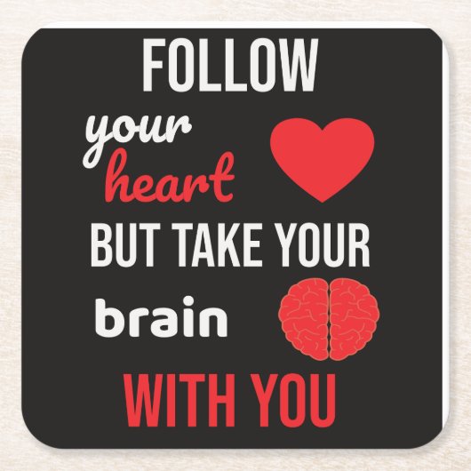 後を追ハートを持ち出せ スクエアペーパーコースター (正面)