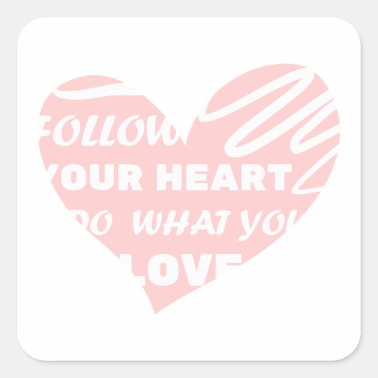 後を追ハート好きなことをする スクエアシール (正面)