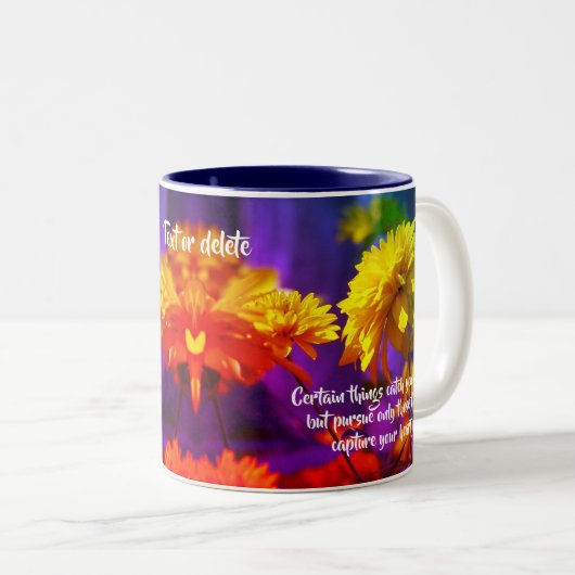 後を追ハート感動的引用文 ツートーンマグカップ (正面右)