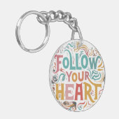 後を追ハート キーホルダー (正面左)