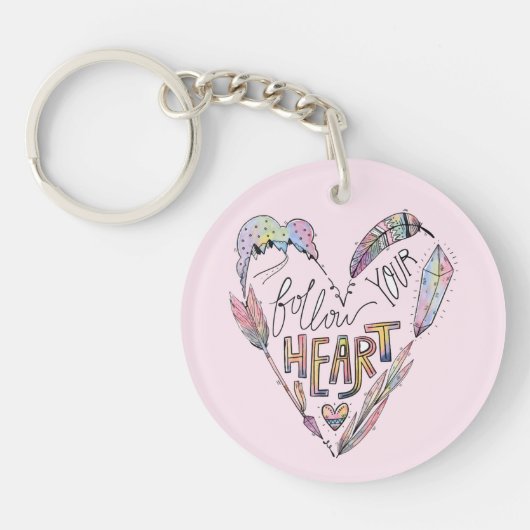 後を追ハート キーホルダー (正面)